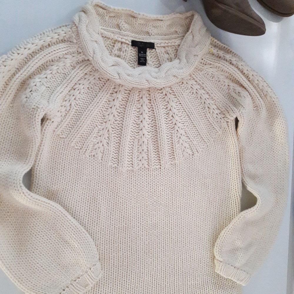 Women's Pullover Cream Cable Knit, Tunic Sweater Size Xl Style& Co